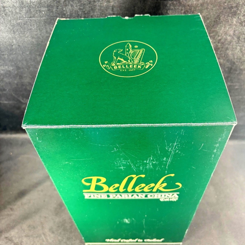Vtg Belleek Tara 12" Vase 11th Green Mark Shamrocks Celtic Knot Scalloped Rim‎ - Picture 13 of 14